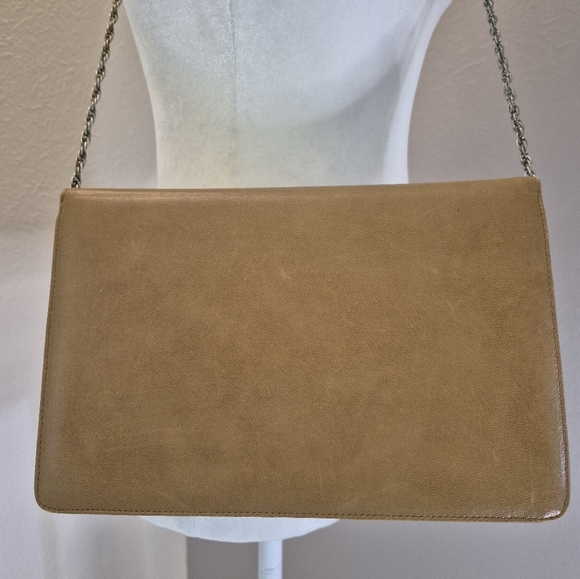 Vintage Francois Tan Leather Handbag Purse with‎ Interior Mirror Made in USA - Picture 4 of 13